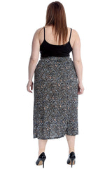 5039 Multi Floral Print Mid Calf Skirt