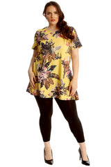 1787 Bold Floral Print Swing Top
