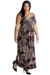 2239 Paisley Print Frill Maxi Dress