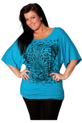 1003 Leopard Sequin Batwing Top