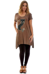 1192 Studded Fur Cat A-Line