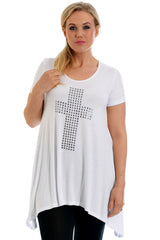 1152 Cross Metallic Stud A-Line Top