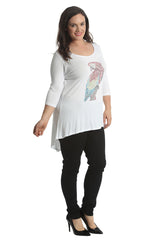 1411 Studded Parrot Dip Hem Top