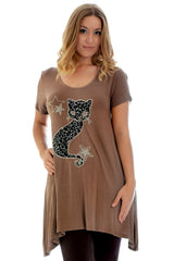 1192 Studded Fur Cat A-Line