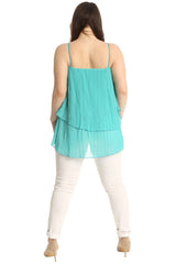 1766 Plain Chiffon Pleated Frill Top