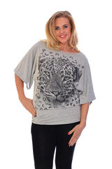 1003 Leopard Sequin Batwing Top