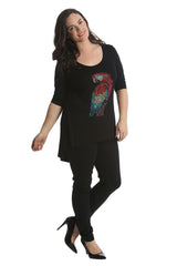 1411 Studded Parrot Dip Hem Top