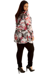 1502 Floral & Butterfly Print Chiffon Shirt