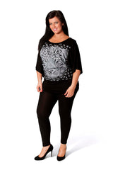 1003 Leopard Sequin Batwing Top