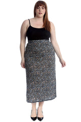 5039 Multi Floral Print Mid Calf Skirt