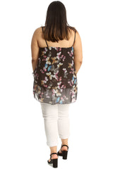 1768 Butterfly Frill Chiffon Cami Top