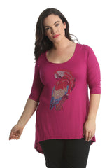 1411 Studded Parrot Dip Hem Top