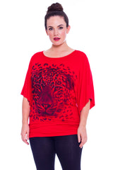 1003 Leopard Sequin Batwing Top