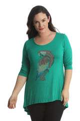 1411 Studded Parrot Dip Hem Top