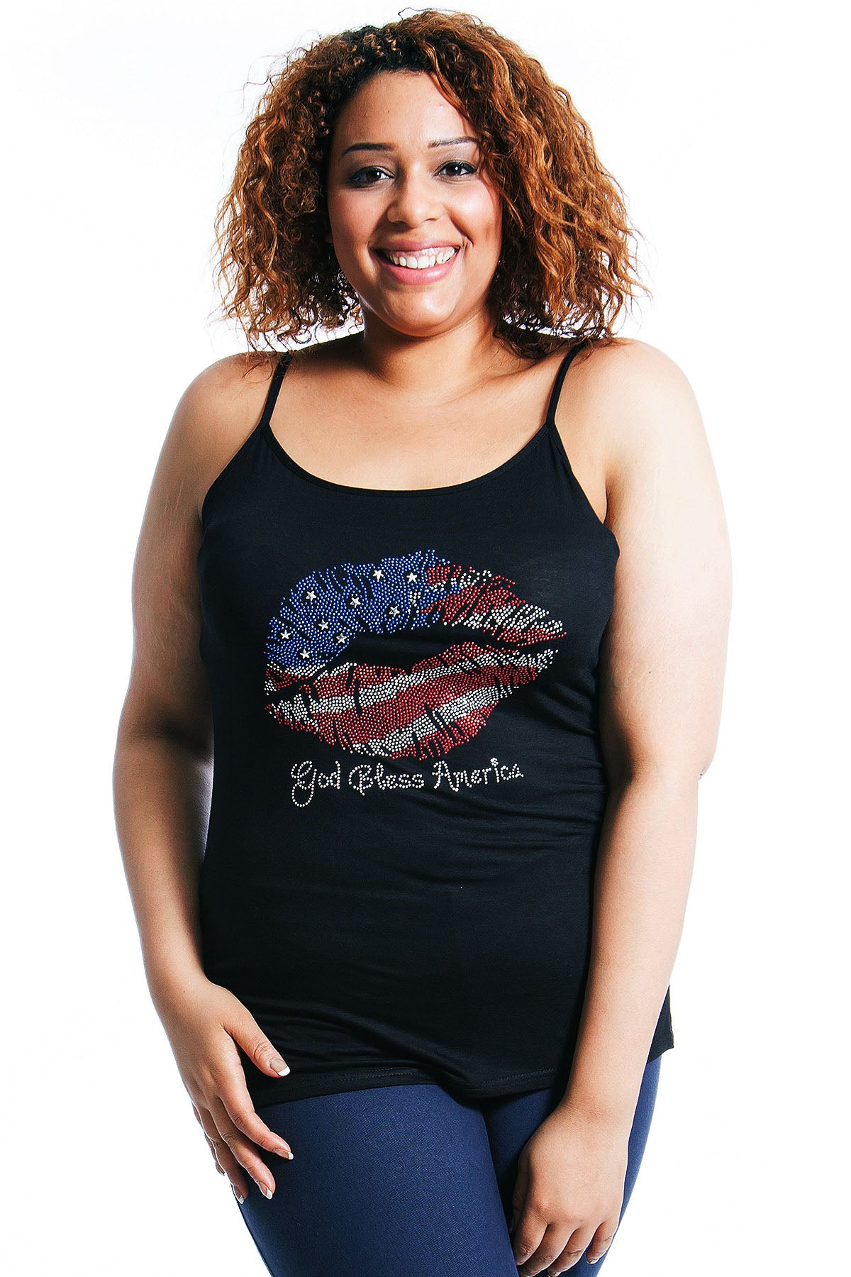 1280 USA Lips Stud Thin Strap Cami