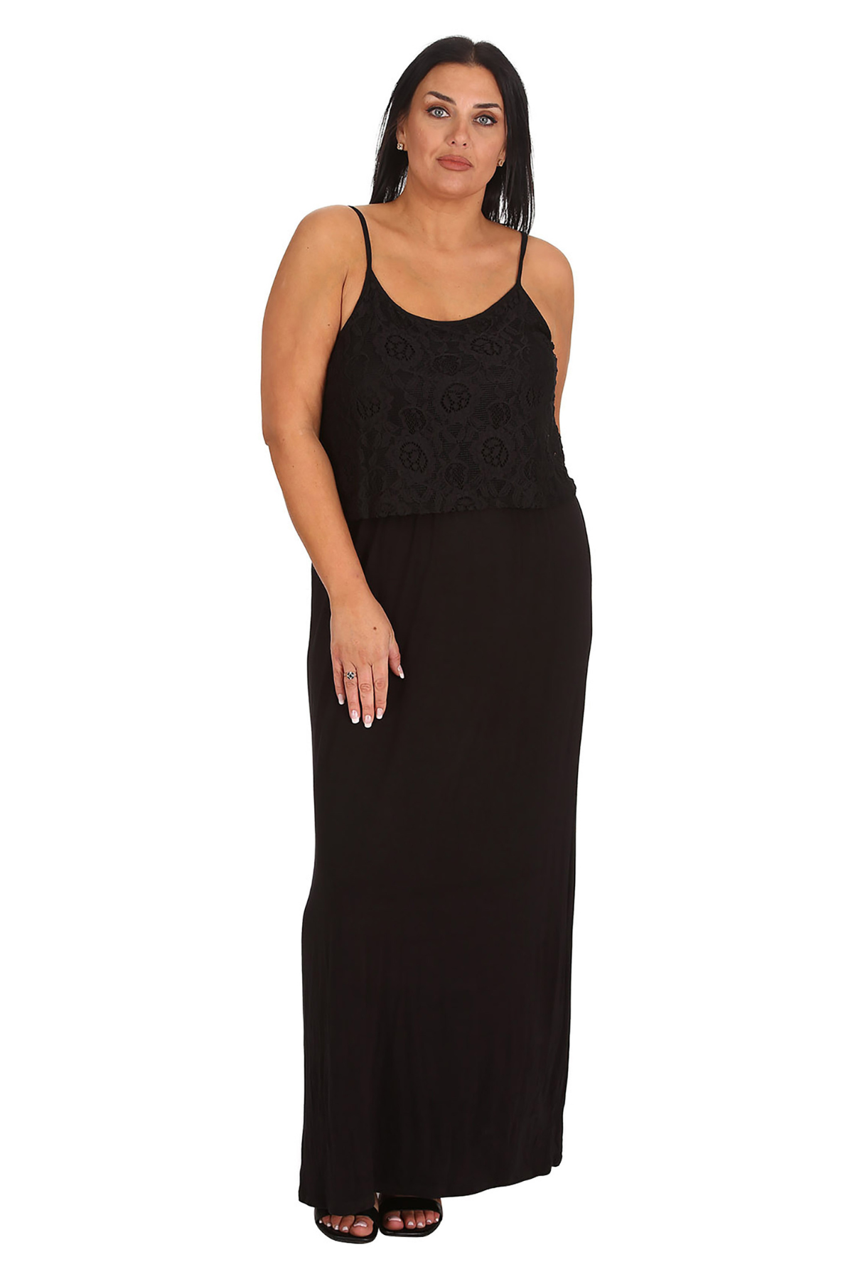 2238 Lace Detail Sleeveless Maxi Dress