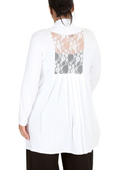 3022 Longline Lace Cardigan with Floral Detail