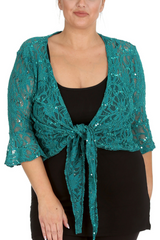 1091 Plus Size Sequin Lace Shrug  Elegant Sparkle