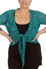 1091 Plus Size Sequin Lace Shrug  Elegant Sparkle