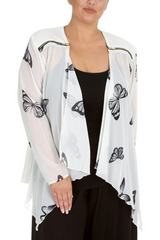 3172 Butterfly Zip Chiffon Cardigan Light & Elegant