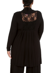 3022 Longline Lace Cardigan with Floral Detail