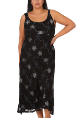 2174 Floral Foil Print Maxi Dress