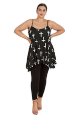 1795 Cross Print Swing Cami Top