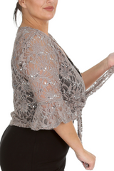 1091 Plus Size Sequin Lace Shrug  Elegant Sparkle