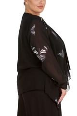 3172 Butterfly Zip Chiffon Cardigan Light & Elegant