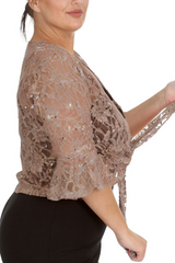 1091 Plus Size Sequin Lace Shrug  Elegant Sparkle