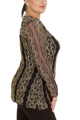 1562 Gold Frill Lace Top