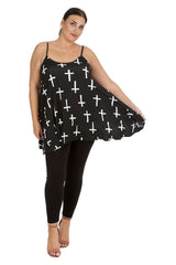 1795 Cross Print Swing Cami Top