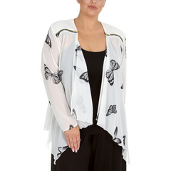 Butterfly Zip Chiffon Cardigan Light & Elegant