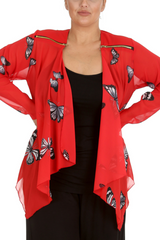 3172 Butterfly Zip Chiffon Cardigan Light & Elegant