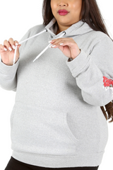 3226 Ribbed Floral Sleeves Hoodie