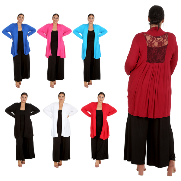 3022 Longline Lace Cardigan with Floral Detail