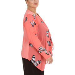 Butterfly Zip Chiffon Cardigan Light & Elegant