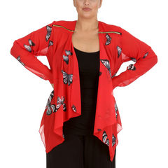 Butterfly Zip Chiffon Cardigan Light & Elegant