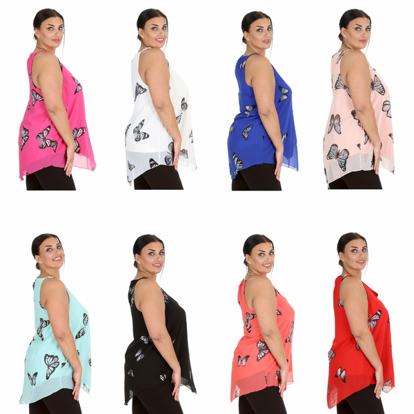 1339 Hanky Hem Chiffon Butterfly Top