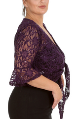 1091 Plus Size Sequin Lace Shrug  Elegant Sparkle