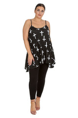 1795 Cross Print Swing Cami Top