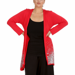 3173 Glitter Sequin Open Front Cardigan