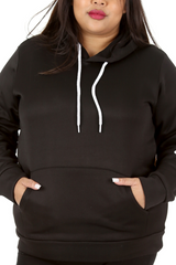 3226 Ribbed Floral Sleeves Hoodie
