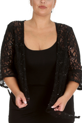 1091 Plus Size Sequin Lace Shrug  Elegant Sparkle