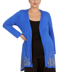 3173 Glitter Sequin Open Front Cardigan