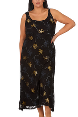 2174 Floral Foil Print Maxi Dress
