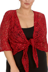 1091 Plus Size Sequin Lace Shrug  Elegant Sparkle