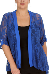 3072 Diamante Button Sleeve Cardigan Chic Shine