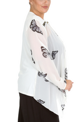3172 Butterfly Zip Chiffon Cardigan Light & Elegant
