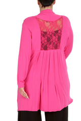 3022 Longline Lace Cardigan with Floral Detail